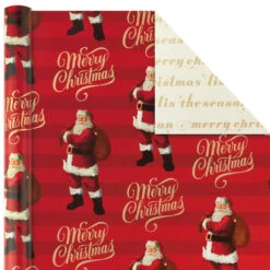 Hallmark Red And Gold 3-Pack Reversible Christmas Wrapping Paper, 120 Sq. Ft. -Hallmark 3Pack Red and Gold Reversible Christmas Wrapping Paper 5JXW1029 04
