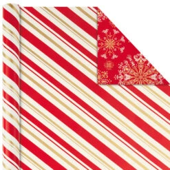 Hallmark Red And Gold 3-Pack Reversible Christmas Wrapping Paper, 120 Sq. Ft. -Hallmark 3Pack Red and Gold Reversible Christmas Wrapping Paper 5JXW1029 05