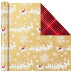 Hallmark Red And Gold 3-Pack Reversible Christmas Wrapping Paper, 120 Sq. Ft. -Hallmark 3Pack Red and Gold Reversible Christmas Wrapping Paper 5JXW1029 06