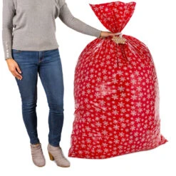 Hallmark Snowmen On Blue And Snowflakes On Red 2-Pack Giant Plastic Christmas Gift Bags -Hallmark Assorted Giant Plastic Christmas Gift Bags 5XGB1452 07