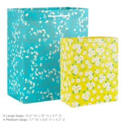 Hallmark Assorted Floral And Solid 8-Pack Medium And Large Gift Bags -Hallmark Assorted Medium and Large Floral Solid Gift Bags 5EGB6639 03