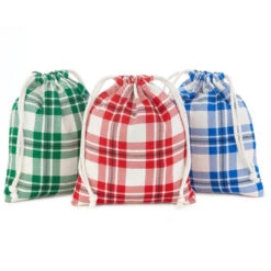 Hallmark 10" Assorted Plaid 3-Pack Fabric Gift Bags