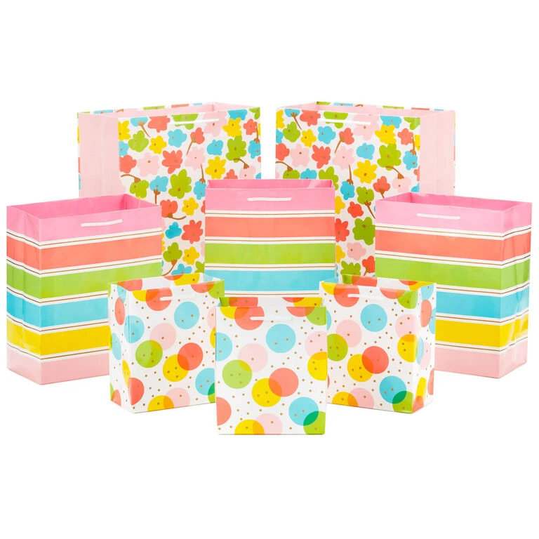 Hallmark Assorted Pastel Designs 8-Pack Small, Medium And Large Gift Bags 1 Hallmark Assorted Pastel Designs 8-Pack Small, Medium And Large Gift Bags
