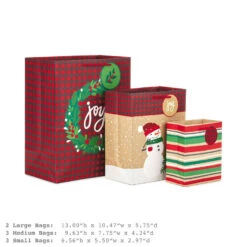 Hallmark Assorted Rustic Designs 8-Pack Small, Medium And Large Christmas Gift Bags -Hallmark Assorted Small Large Rustic Christmas Gift Bags 5XGB4894 03