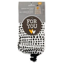 Hallmark 28" Black Dots With Heart Fabric Gift Bag With Tag -Hallmark Black Dots With Heart Fabric Gift Bag With Tag 1499EGB7347 04