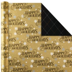 Hallmark Black And Gold 4-Pack Reversible Holiday Wrapping Paper Assortment, 150 Sq. Ft. -Hallmark Black and Gold Reversible Wrapping Paper Assortment 5JXW1737 03