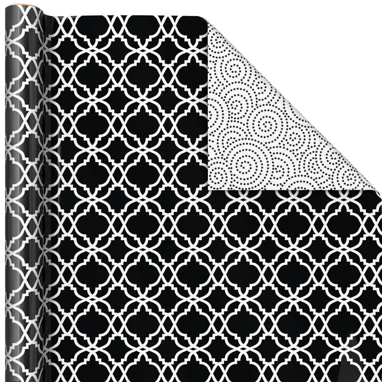 Hallmark Black And White Prints 3-Pack Reversible Wrapping Paper, 75 Sq. Ft. Total 6 Hallmark Black And White Prints 3-Pack Reversible Wrapping Paper, 75 Sq. Ft. Total - Image 6
