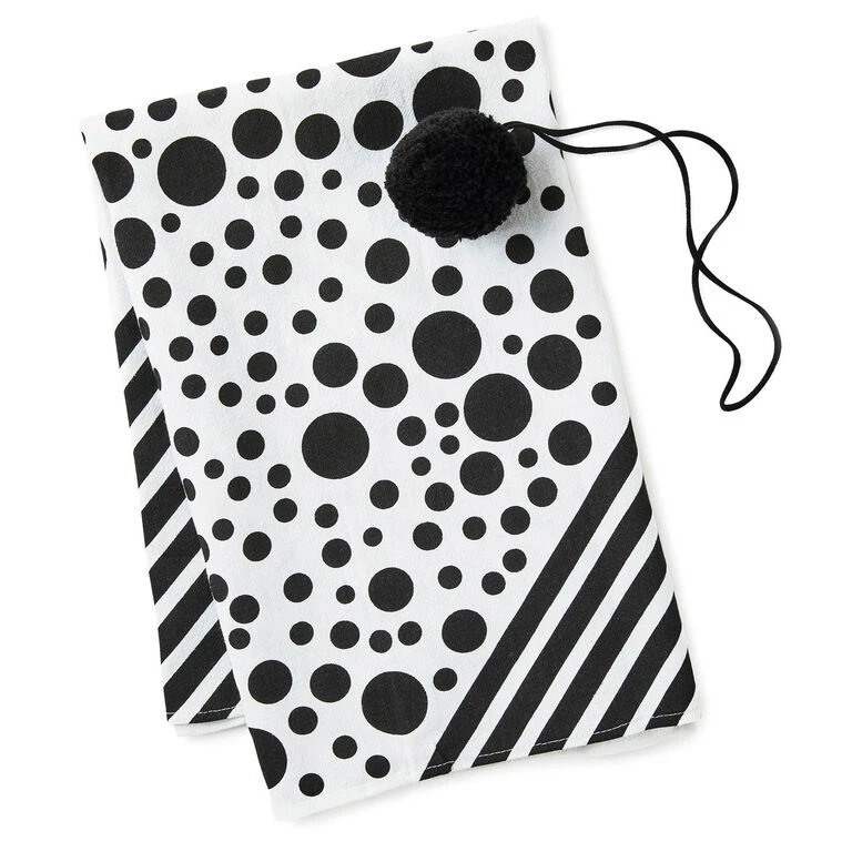 Hallmark 26" Black-and-White Fabric Gift Wrap With Elastic Band 3 Hallmark 26" Black-and-White Fabric Gift Wrap With Elastic Band - Image 3