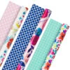 Hallmark Bright Florals 3-Pack Reversible Wrapping Paper, 120 Sq. Ft. Total