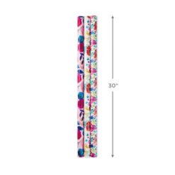 Hallmark Bright Florals 3-Pack Reversible Wrapping Paper, 120 Sq. Ft. Total -Hallmark Bright Flowers 3Pack Reversible Wrapping Paper 5EWR2433 03