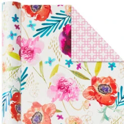 Hallmark Bright Florals 3-Pack Reversible Wrapping Paper, 120 Sq. Ft. Total -Hallmark Bright Flowers 3Pack Reversible Wrapping Paper 5EWR2433 05