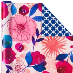 Hallmark Bright Florals 3-Pack Reversible Wrapping Paper, 120 Sq. Ft. Total -Hallmark Bright Flowers 3Pack Reversible Wrapping Paper 5EWR2433 06