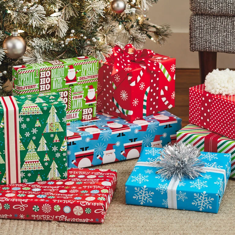 Hallmark Christmas Cheer 4-Pack Reversible Wrapping Paper Assortment, 150 Sq. Ft. 2 Hallmark Christmas Cheer 4-Pack Reversible Wrapping Paper Assortment, 150 Sq. Ft. - Image 2