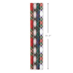 Hallmark Classic Plaids 4-Pack Wrapping Paper Assortment, 120 Sq. Ft. 15 Hallmark Classic Plaids 4-Pack Wrapping Paper Assortment, 120 Sq. Ft. -Hallmark Classic Plaids Christmas Wrapping Paper Assortment 5JXW1040 08