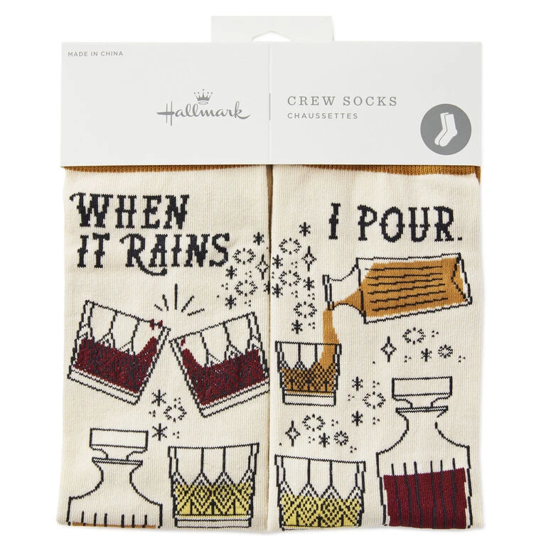Hallmark When It Rains, I Pour Funny Crew Socks 2 Hallmark When It Rains, I Pour Funny Crew Socks - Image 2