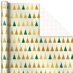Hallmark Gold And Green 3-Pack Christmas Wrapping Paper Assortment, 120 Sq. Ft. -Hallmark Gold and Green Assortment Christmas Gift Wrap 5JXW1204 05