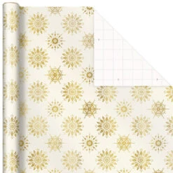 Hallmark Gold And White 6-Pack Holiday Wrapping Paper Assortment, 180 Sq. Ft. -Hallmark Gold and White Christmas Wrapping Paper Assortment 5JXW1086 05