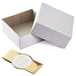 Hallmark 10" Gold And White Striped 2-Pack Gift Boxes With Bands -Hallmark Gold and White Striped 2Pack Gift Boxes With Bands 5EBC1226 03