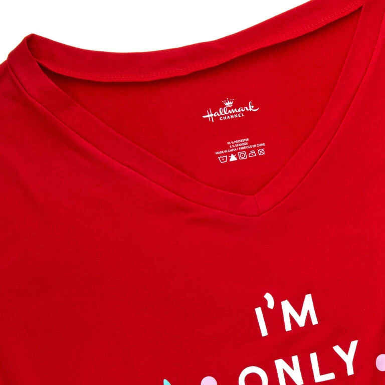 Hallmark Channel Only Awake Oversized Women's Red Sleep Shirt, Small/Medium 4 Hallmark Channel Only Awake Oversized Women's Red Sleep Shirt, Small/Medium - Image 4