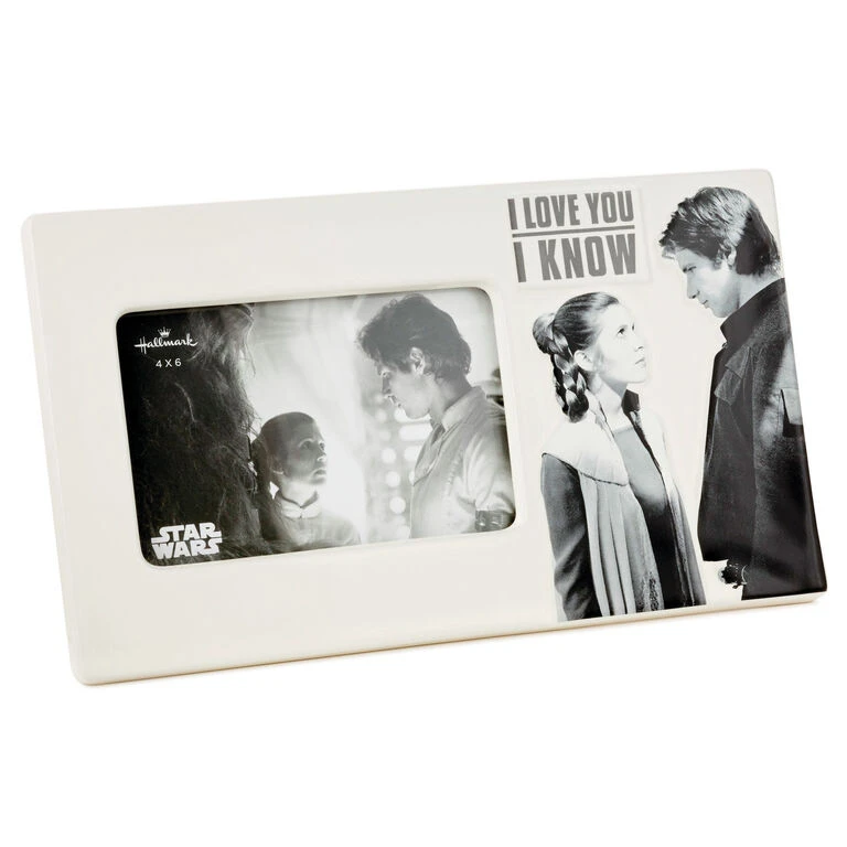Hallmark Star Wars™ Han Solo™ And Princess Leia™ I Love You I Know Ceramic Picture Frame, 4x6 1 Hallmark Star Wars™ Han Solo™ And Princess Leia™ I Love You I Know Ceramic Picture Frame, 4x6