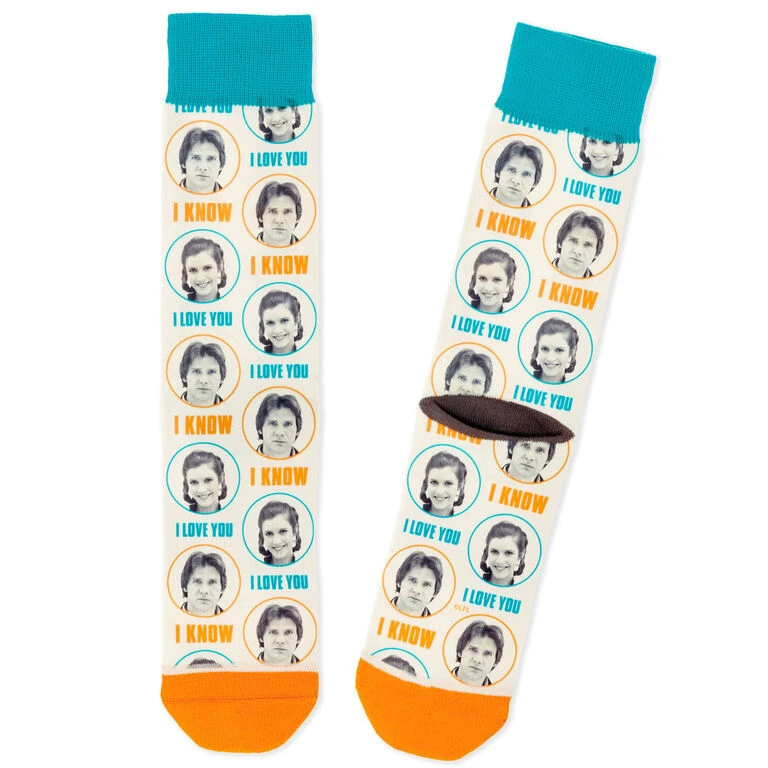 Hallmark Star Wars™ Han Solo™ And Princess Leia™ I Love You I Know Novelty Crew Socks 1 Hallmark Star Wars™ Han Solo™ And Princess Leia™ I Love You I Know Novelty Crew Socks
