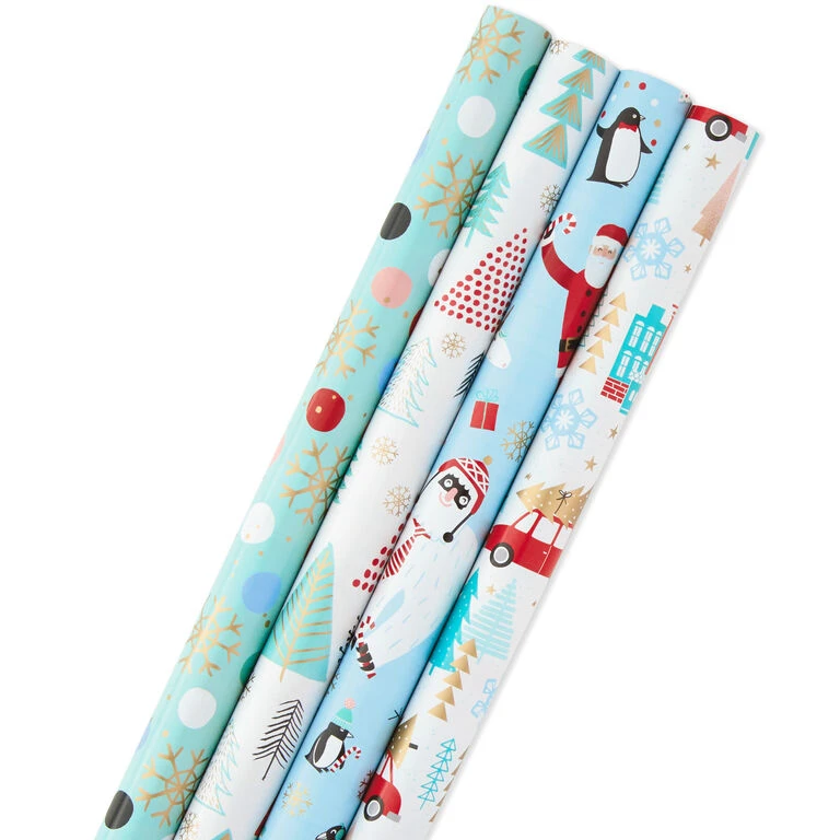 Hallmark Holiday Mix 4-Pack Christmas Wrapping Paper Assortment, 120 Sq. Ft. 1 Hallmark Holiday Mix 4-Pack Christmas Wrapping Paper Assortment, 120 Sq. Ft.
