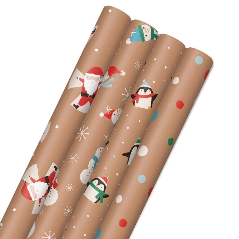 Hallmark Kraft Assorted 4-Pack Christmas Wrapping Paper, 88 Sq. Ft. 1 Hallmark Kraft Assorted 4-Pack Christmas Wrapping Paper, 88 Sq. Ft.