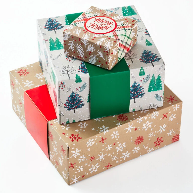 Hallmark Merry And Bright 3-Pack Christmas Gift Boxes, Assorted Sizes And Designs 1 Hallmark Merry And Bright 3-Pack Christmas Gift Boxes, Assorted Sizes And Designs