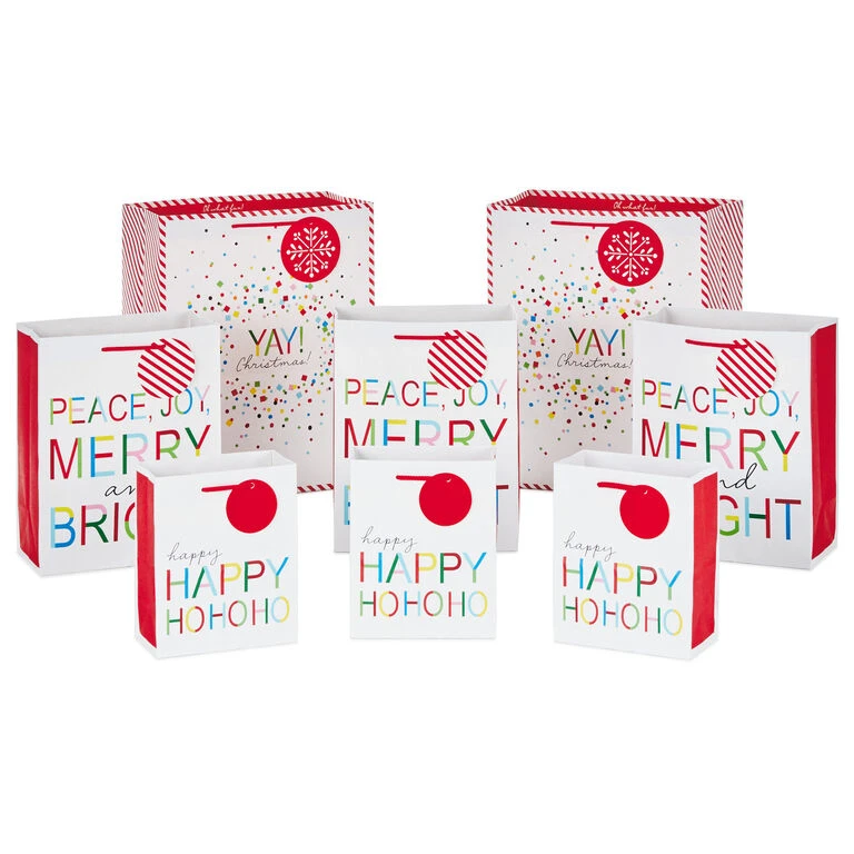 Hallmark Merry And Bright 8-Pack Christmas Gift Bags, Assorted Sizes And Designs 1 Hallmark Merry And Bright 8-Pack Christmas Gift Bags, Assorted Sizes And Designs