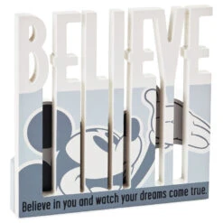 Hallmark Disney Mickey Mouse Believe Wood Quote Sign, 6x6