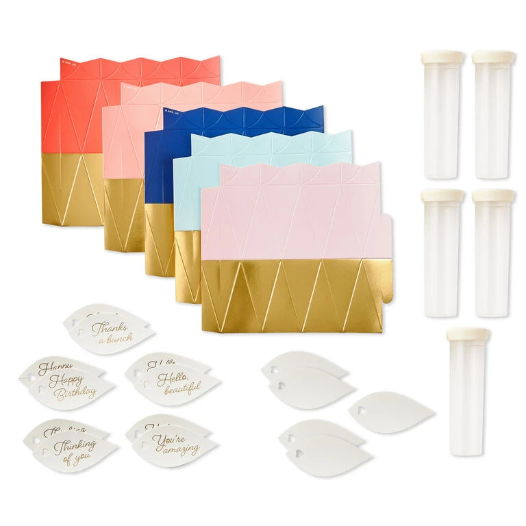 Hallmark Mini Paper Vase Kit, Pack Of 5 With Water Vials And Leaf Tags - Image 3