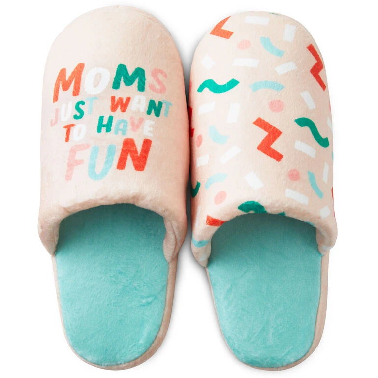 Hallmark Moms Just Want To Have Fun Slippers With Sound, Small/Medium 1 Hallmark Moms Just Want To Have Fun Slippers With Sound, Small/Medium