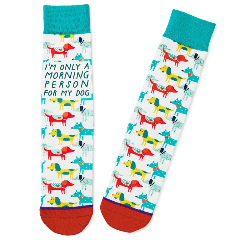 Hallmark Morning Person For My Dog Funny Crew Socks 1 Hallmark Morning Person For My Dog Funny Crew Socks