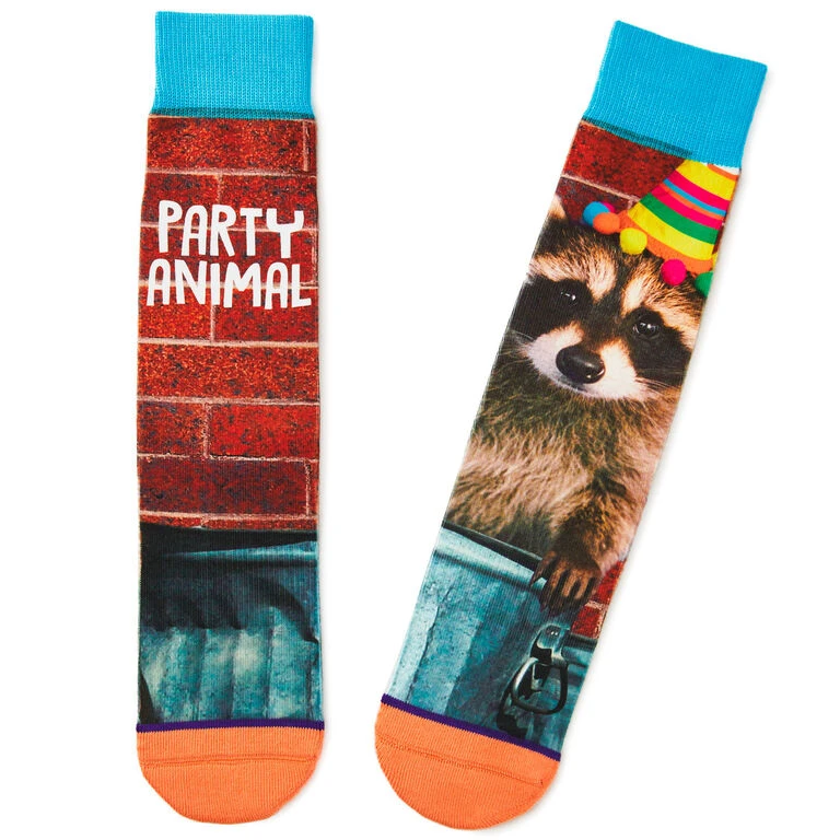 Hallmark Party Animal Raccoon Fun Crew Socks 1 Hallmark Party Animal Raccoon Fun Crew Socks