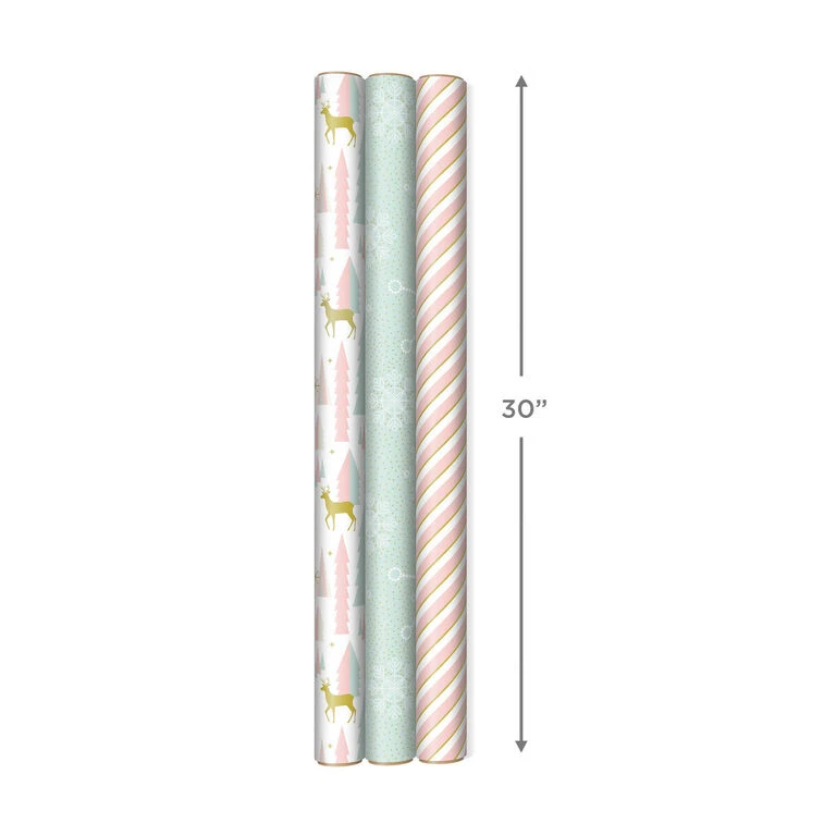 Hallmark Pink And Mint Assorted 3-Pack Christmas Wrapping Paper, 120 Sq. Ft. 7 Hallmark Pink And Mint Assorted 3-Pack Christmas Wrapping Paper, 120 Sq. Ft. - Image 7