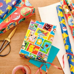 Hallmark Assorted Pokémon Wrapping Paper 3-Pack, 60 Sq. Ft. -Hallmark Pokmon Wrapping Paper for Kids Birthdays 5EWR2645 03