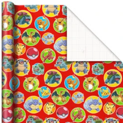 Hallmark Assorted Pokémon Wrapping Paper 3-Pack, 60 Sq. Ft. -Hallmark Pokmon Wrapping Paper for Kids Birthdays 5EWR2645 06