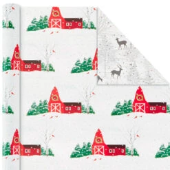 Hallmark Rustic Winter 3-Pack Reversible Metallic Christmas Wrapping Paper, 120 Sq. Ft. -Hallmark Rustic Winter Reversible Christmas Wrapping Paper 5JXW1034 06