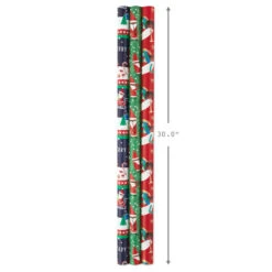 Hallmark Santa Fun 3-Pack Christmas Wrapping Paper Assortment, 120 Sq. Ft. 10 Hallmark Santa Fun 3-Pack Christmas Wrapping Paper Assortment, 120 Sq. Ft. -Hallmark Santa Fun Hallmark Mahogany Christmas Wrapping Paper 5JXW1037 04