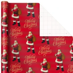 Hallmark Santa And Stripes 2-Pack Christmas Wrapping Paper Assortment, 160 Sq. Ft. -Hallmark Santa and Stripes Assorted Christmas Wrapping Paper 5JXW1055 05