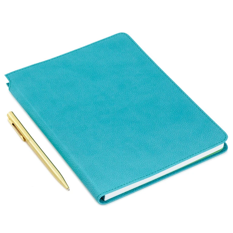 Hallmark Turquoise Faux Leather Notebook With Pen 1 Hallmark Turquoise Faux Leather Notebook With Pen